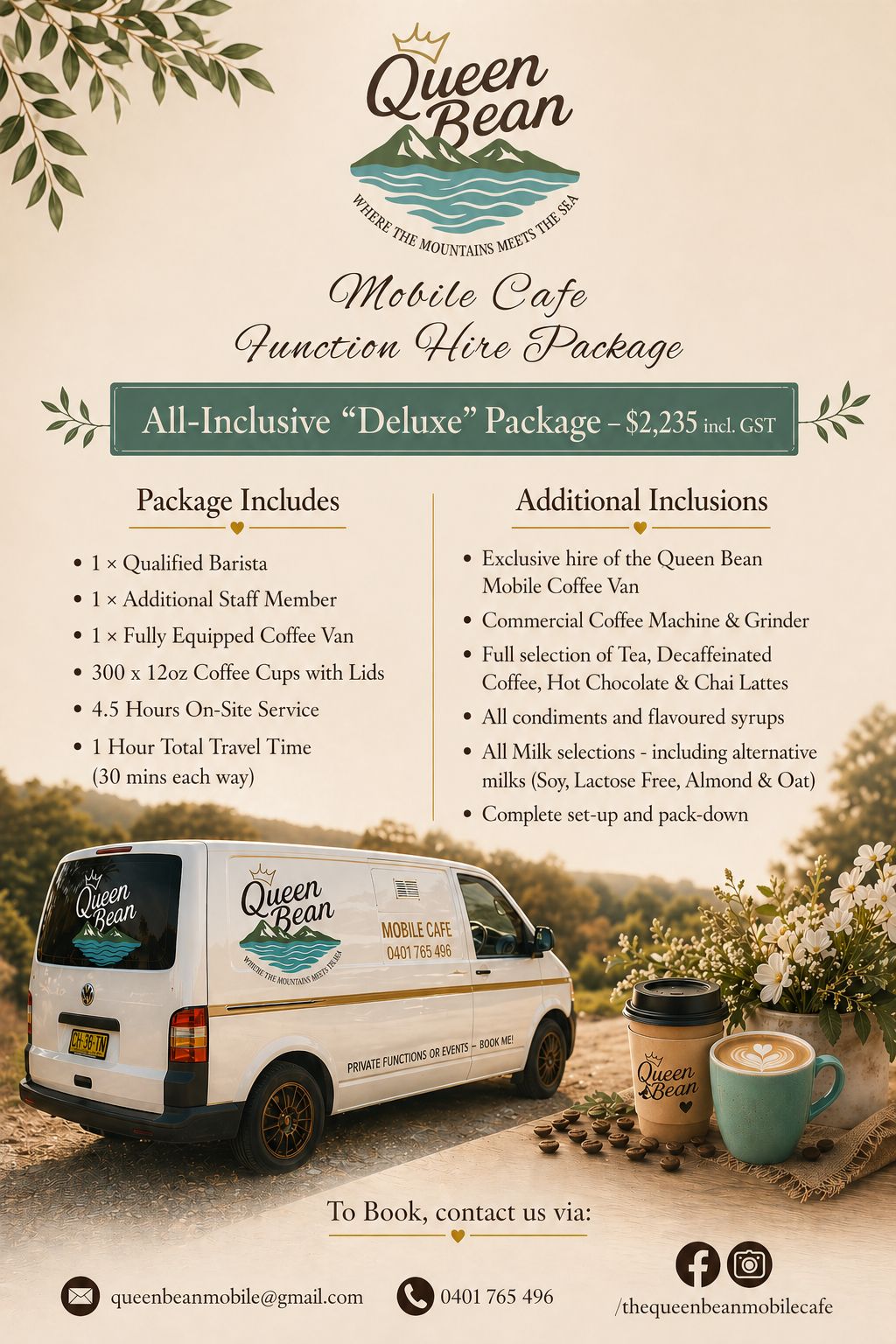 Queen Bean All-Inclusive Deluxe Package details